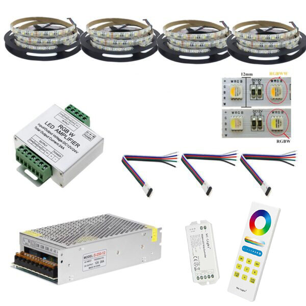 Kit Banda led RGBWW 20 Metri (RGB+Alb Cald) 4in1 5050,60led/m, ip20 , Transformator 20A, Controler cu telecomanda FUT044A